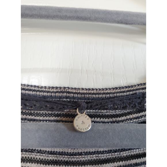 Knitted & Knotted Silver Stripe Chevron Wool Blend Sleeveless Midi Dress Medium - Picture 3 of 14